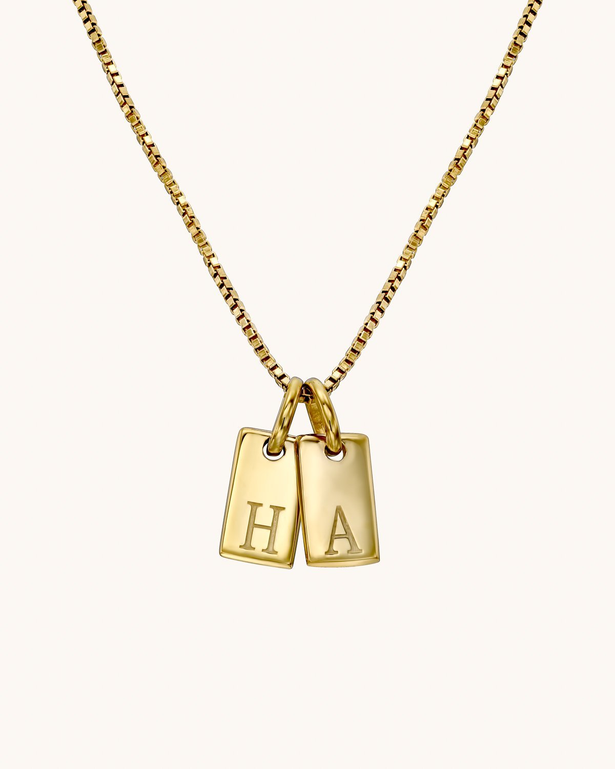 2 Initial Mini Dogtag Necklace