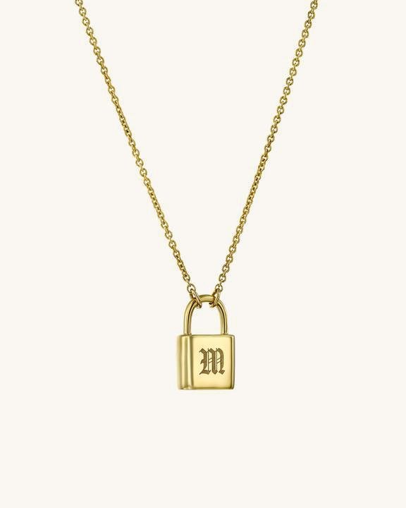 Initial Lock Necklace in 24K Gold Plating by oNecklace