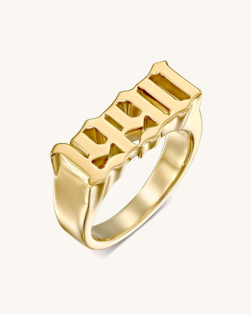 18K Gold Plated Open Design Adjustable Watchband Chain CZ Initial Ring - U7  Jewelry