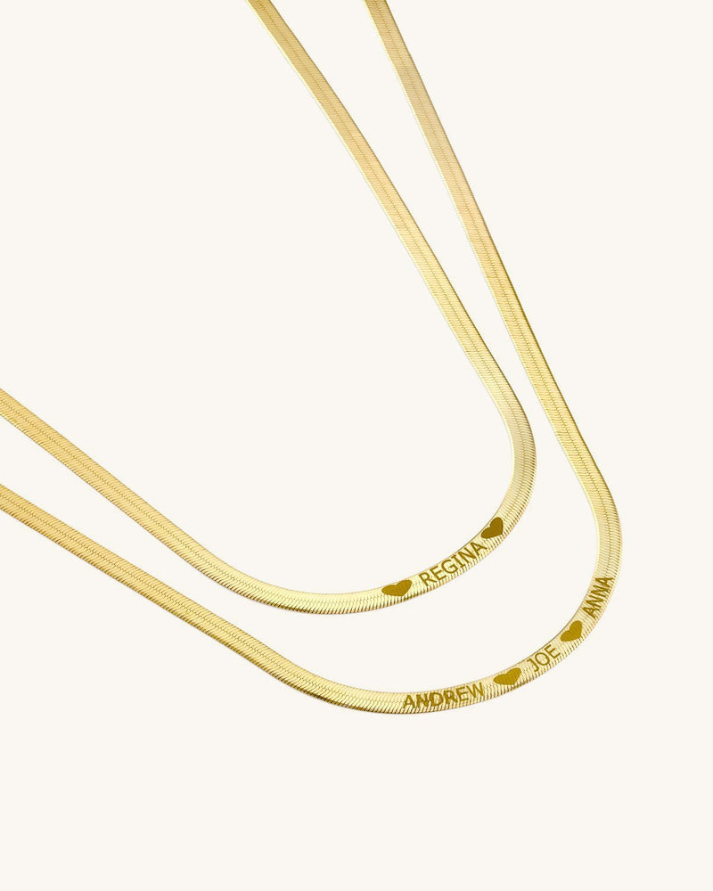 Herringbone Chain Necklace Engraved - Sparklane